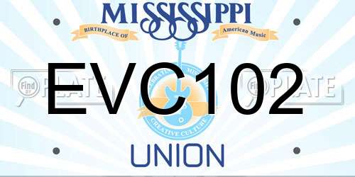 EVC102 Mississippi License Plate
