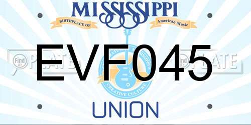 EVF045 Mississippi License Plate