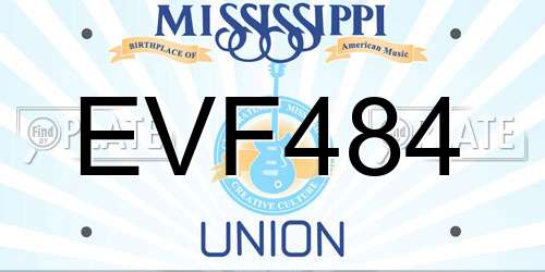 EVF484 Mississippi License Plate