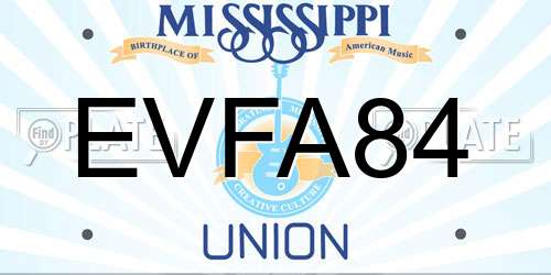 EVFA84 Mississippi License Plate