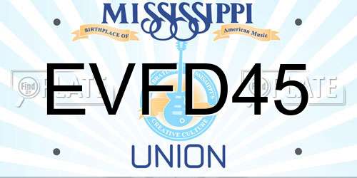 EVFD45 Mississippi License Plate