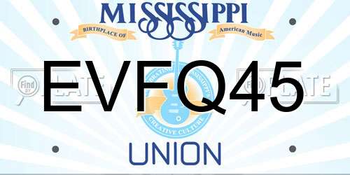 EVFQ45 Mississippi License Plate