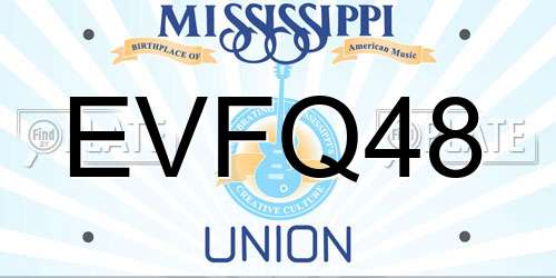 EVFQ48 Mississippi License Plate