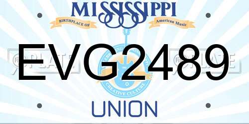 EVG2489 Mississippi License Plate