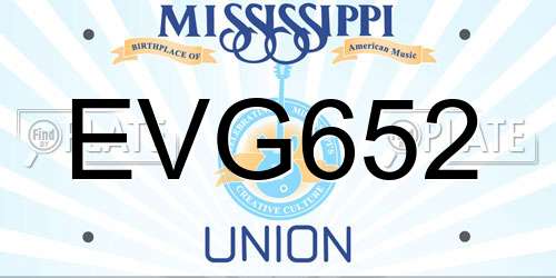 EVG652 Mississippi License Plate