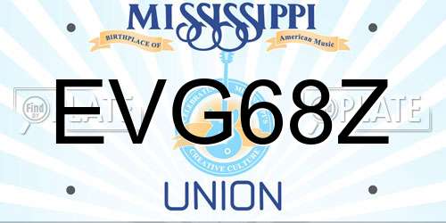 EVG68Z Mississippi License Plate