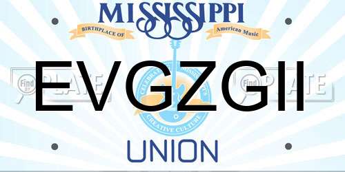 EVGZGII Mississippi License Plate