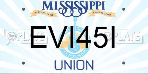 EVI45I Mississippi License Plate