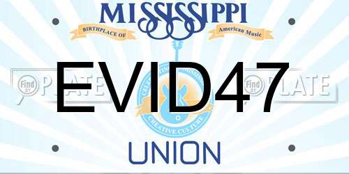 EVID47 Mississippi License Plate