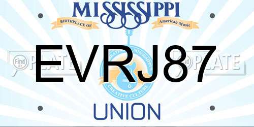 EVRJ87 Mississippi License Plate