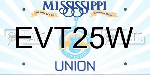 EVT25W Mississippi License Plate