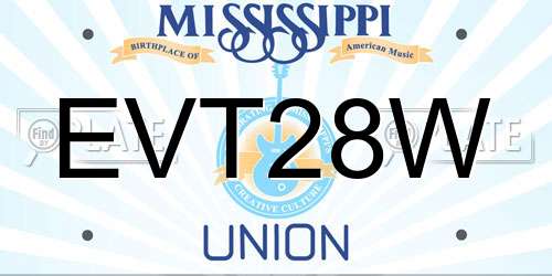 EVT28W Mississippi License Plate