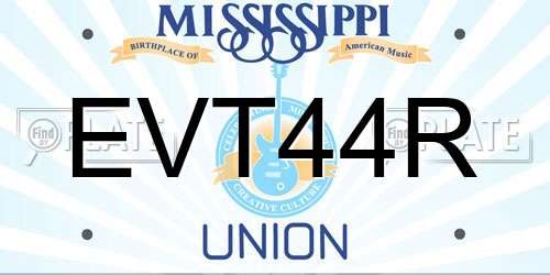 EVT44R Mississippi License Plate