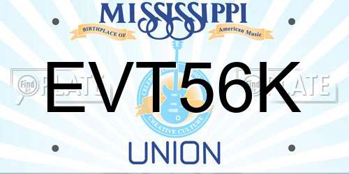 EVT56K Mississippi License Plate