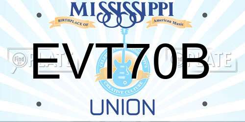 EVT70B Mississippi License Plate