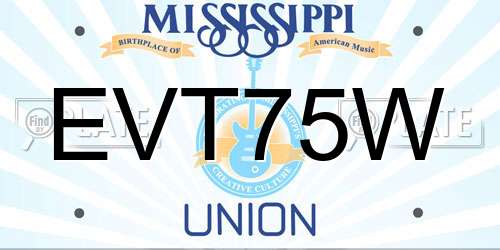 EVT75W Mississippi License Plate