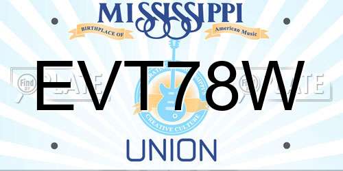 EVT78W Mississippi License Plate