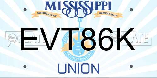 EVT86K Mississippi License Plate