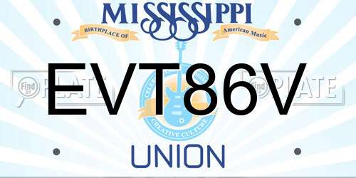 EVT86V Mississippi License Plate