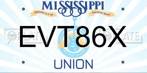 EVT86X Mississippi License Plate