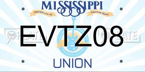 EVTZ08 Mississippi License Plate