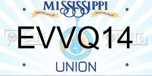 EVVQ14 Mississippi License Plate