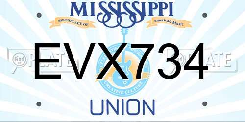 EVX734 Mississippi License Plate