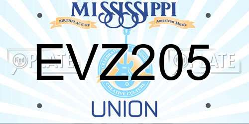 EVZ205 Mississippi License Plate