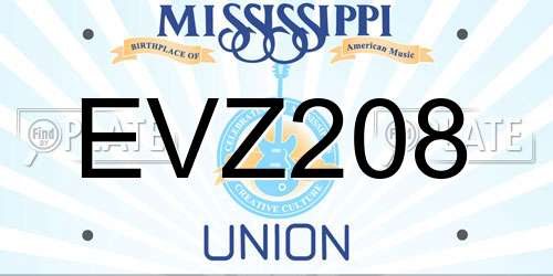 EVZ208 Mississippi License Plate