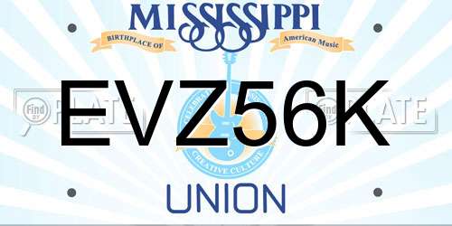 EVZ56K Mississippi License Plate