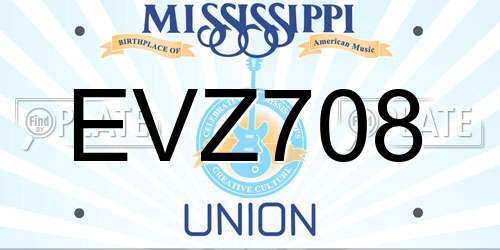 EVZ708 Mississippi License Plate
