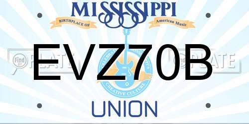 EVZ70B Mississippi License Plate