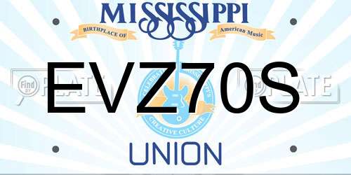EVZ70S Mississippi License Plate