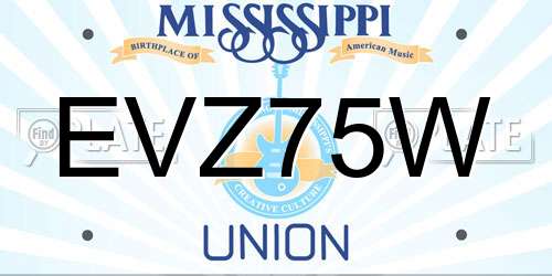 EVZ75W Mississippi License Plate