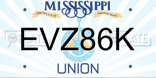 EVZ86K Mississippi License Plate