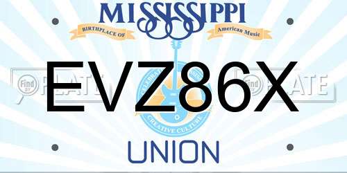 EVZ86X Mississippi License Plate
