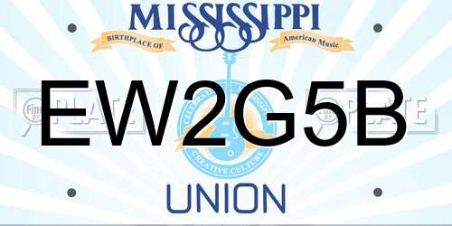 EW2G5B Mississippi License Plate