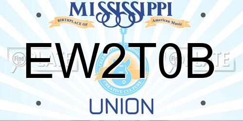 EW2T0B Mississippi License Plate