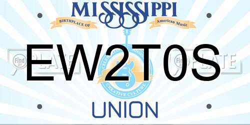 EW2T0S Mississippi License Plate