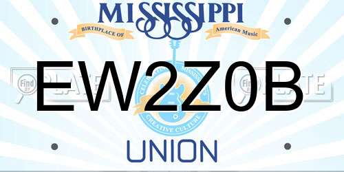 EW2Z0B Mississippi License Plate