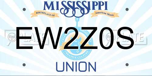 EW2Z0S Mississippi License Plate