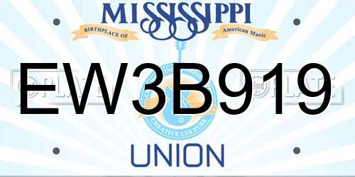 EW3B919 Mississippi License Plate