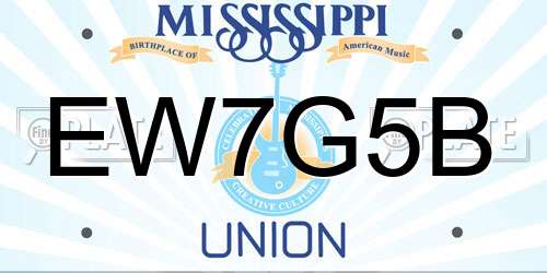 EW7G5B Mississippi License Plate