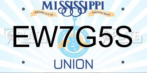 EW7G5S Mississippi License Plate