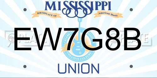 EW7G8B Mississippi License Plate