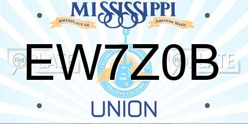 EW7Z0B Mississippi License Plate