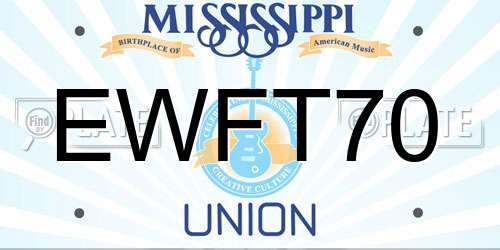 EWFT70 Mississippi License Plate