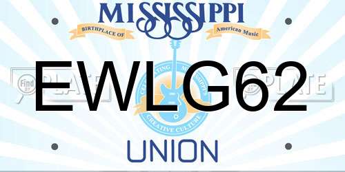 EWLG62 Mississippi License Plate