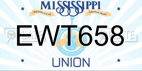 EWT658 Mississippi License Plate