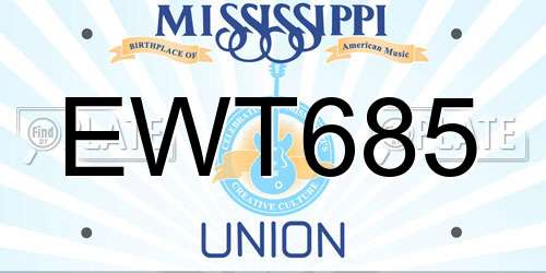 EWT685 Mississippi License Plate